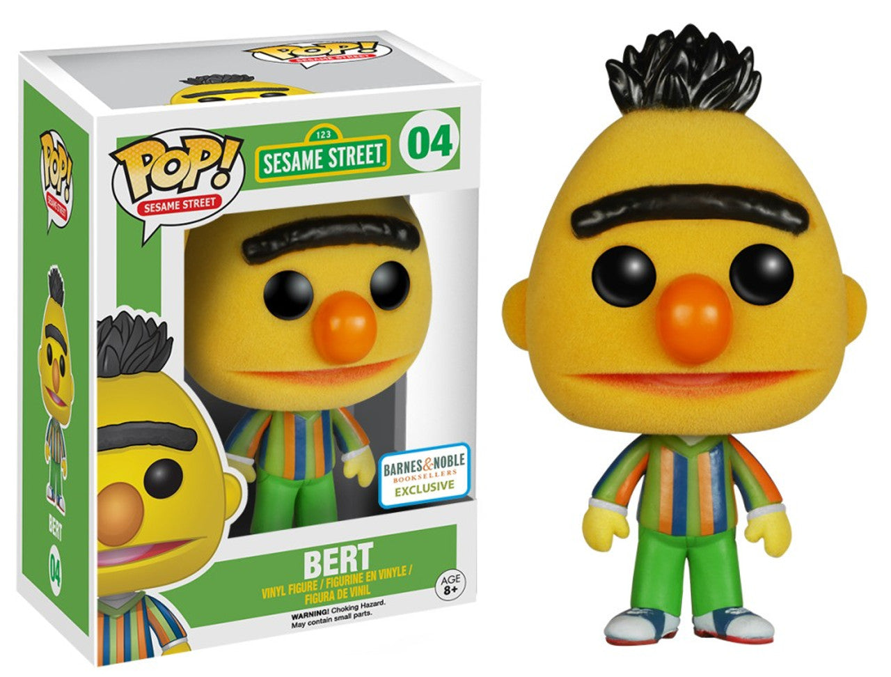 Funko Pop! 123 Sesame Street - Bert 04 Flocked Barnes & Noble Exclusive Figure + Pop Protector
