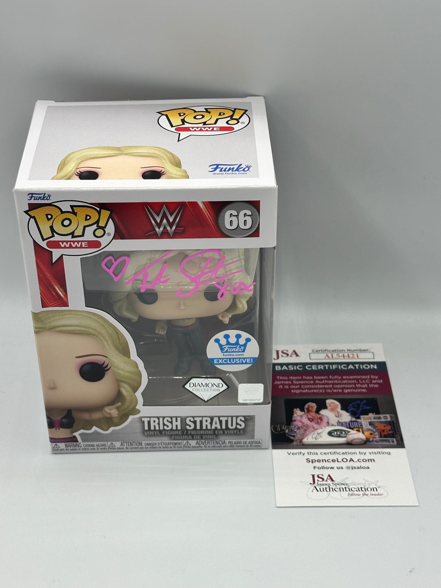 Funko Pop! WWE Trish Stratus 66 Signed by Trish Stratus JSA Certified Diamond Funko Shop Exclusive + Free Protector