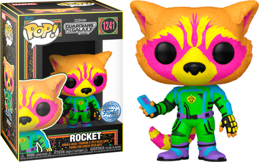 Funko Pop! Marvel Guardians of the Galaxy Volume 3 Blacklight Rocket 1241 Funko Special Edition + Pop Protector