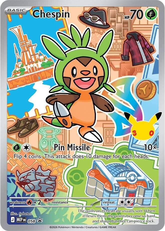 Pokemon TCG! Chespin 2026 MEP Black Star Promo #58