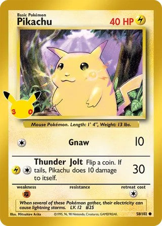 Pokemon TCG! Pikachu 2026 30th Celebration #58/102 Near Mint
