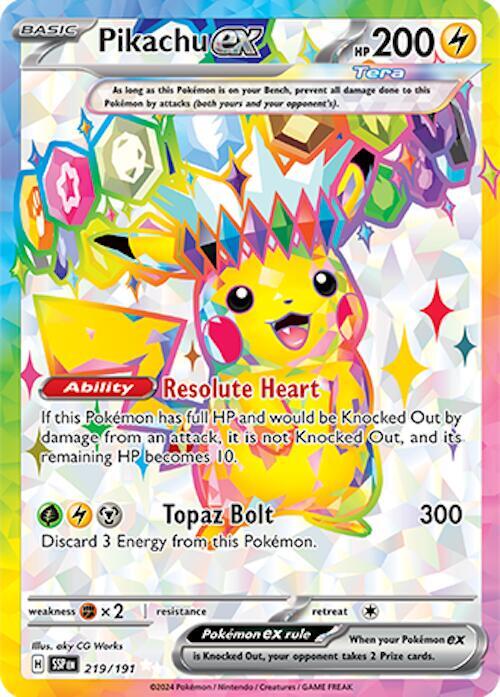 Pokemon TCG! Pikachu ex - 219/191 - SV08: Surging Sparks (SV08)