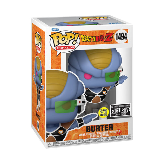 Funko Pop! Dragon Ball Z Burter 1494 Glow-in-the-Dark Entertainment Earth Exclusive + POP PROTECTOR