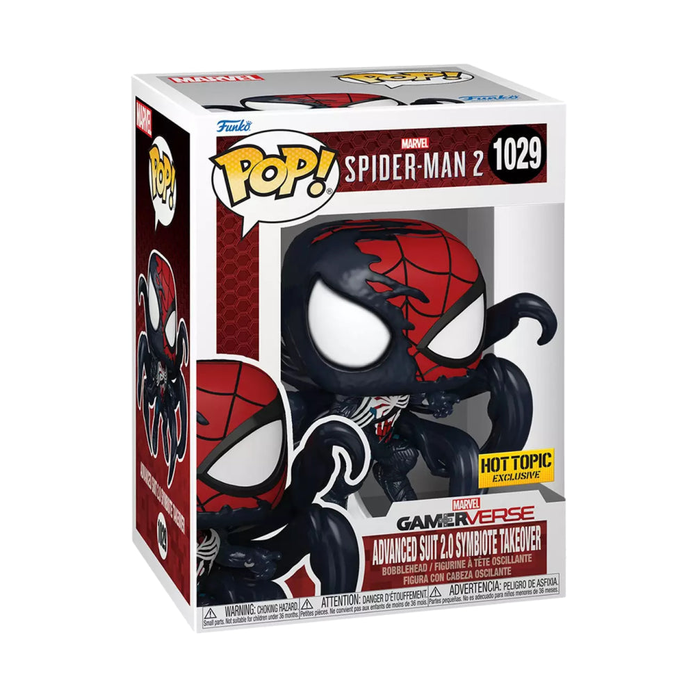 Funko Pop! Marvel GamerVerse Spider-Man 2 : Advanced Suit 2.0 Symbiote Takeover 1029 Hot Topic Exclusive + Free Protector