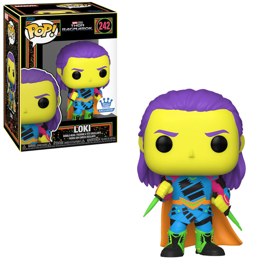 Funko Pop! Marvel Studios Thor Ragnarok - Loki 242 Blacklight Funko Shop Exclusive + Free Protector