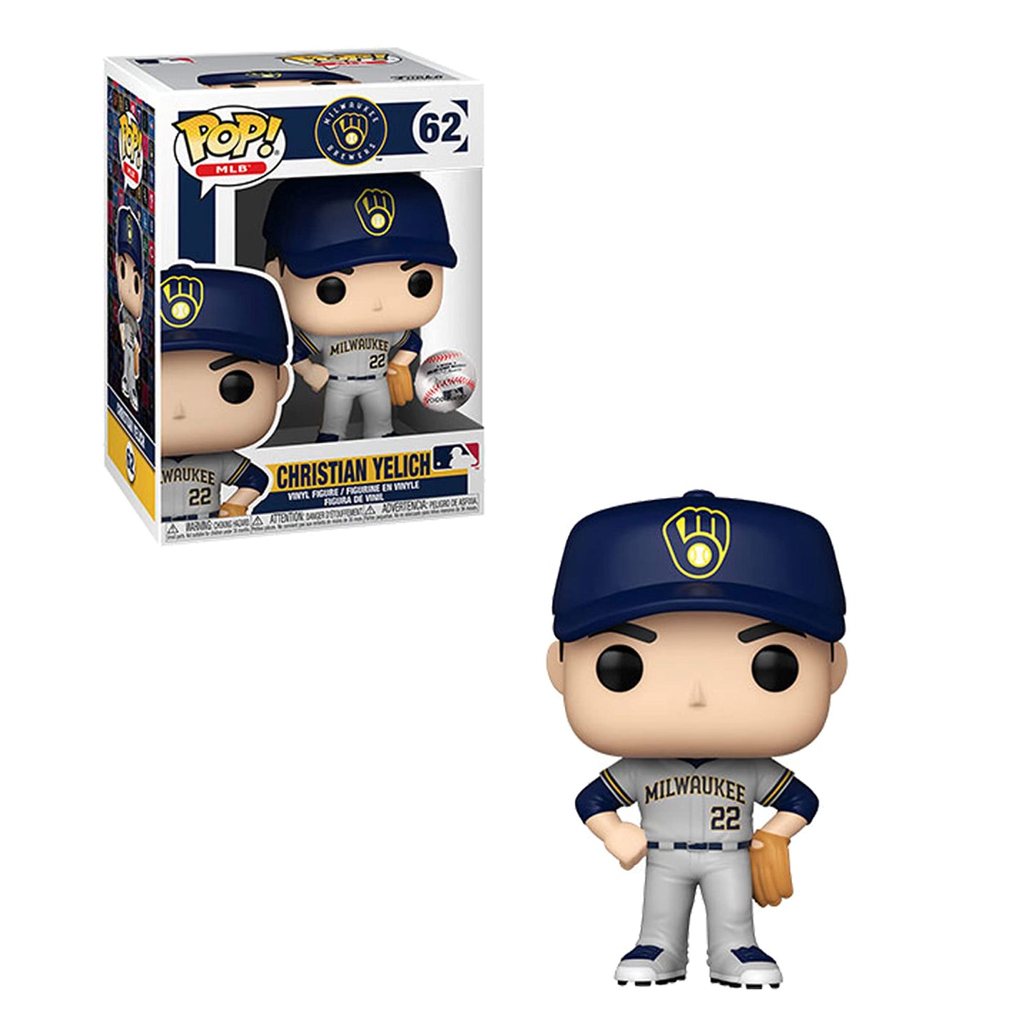Funko Pop! Milwaukee Brewers - Christian Yelich 62 Figure + Pop Protector