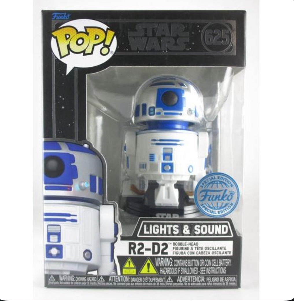 Funko POP! Star Wars R2-D2 Funko Special Edition LIGHTS AND SOUND + Pop Protector!