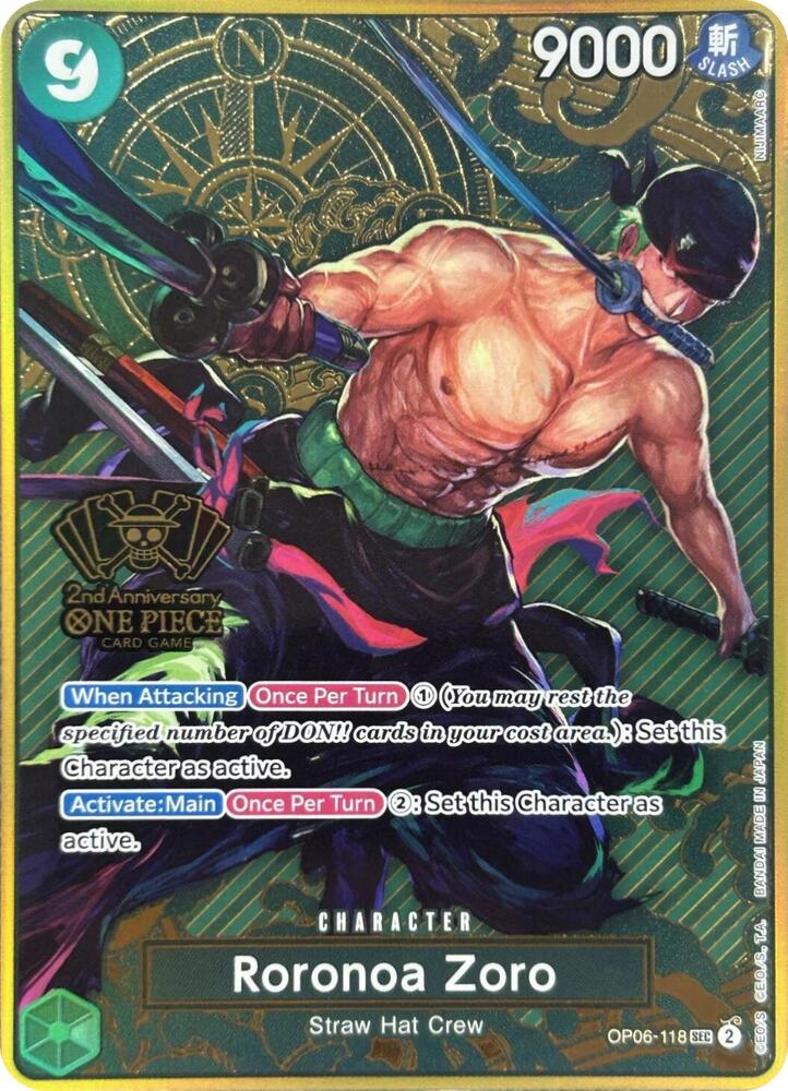 One Piece TCG! Roronoa Zoro (One Piece Japanese Version 2nd Anniversary Set) - One Piece Promotion Cards (OP-PR)