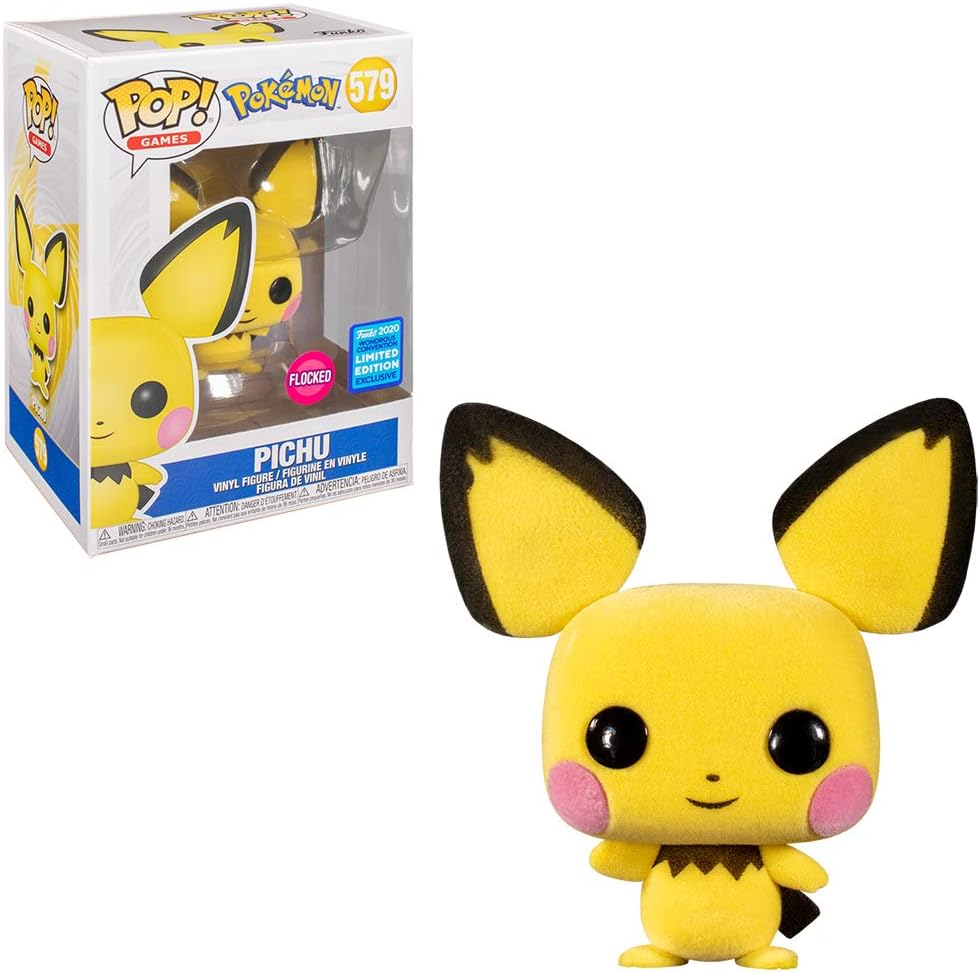 Funko POP! Games: Pokemon #579 Pichu Flocked WONDEROUS Convention + PROTECTOR!