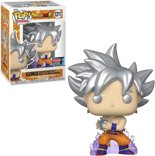 Funko Pop! Animation: Dragon Ball - Goku Ultra Instinct w/ Kamehameha (NYCC'22), Collectible Action Vinyl Figure + PoP Protector