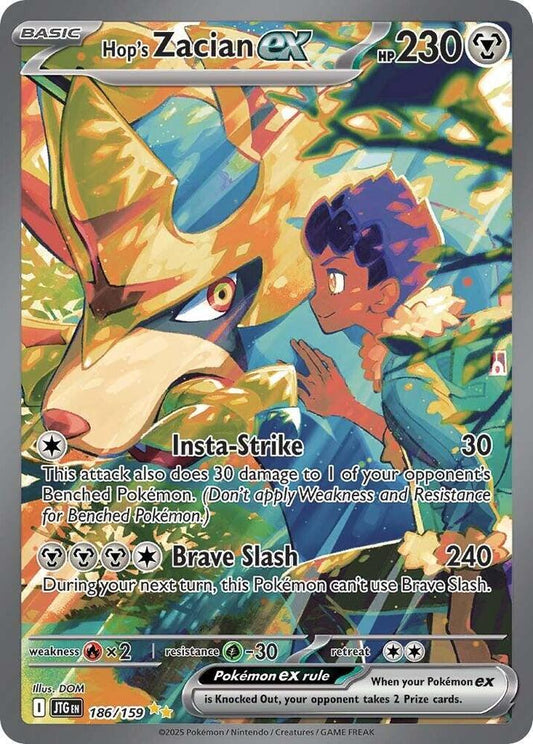 Pokemon TCG! Hop's Zacian ex - 186/159 - SV09: Journey Together (JTG)