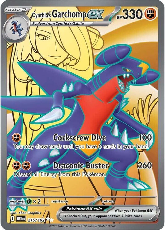 Pokemon TCG! Cynthia's Garchomp ex - 215/182 - SV10: Destined Rivals (DRI)