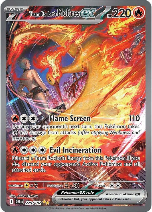 Pokemon TCG! Team Rocket's Moltres ex - 229/182 - SV10: Destined Rivals (DRI)