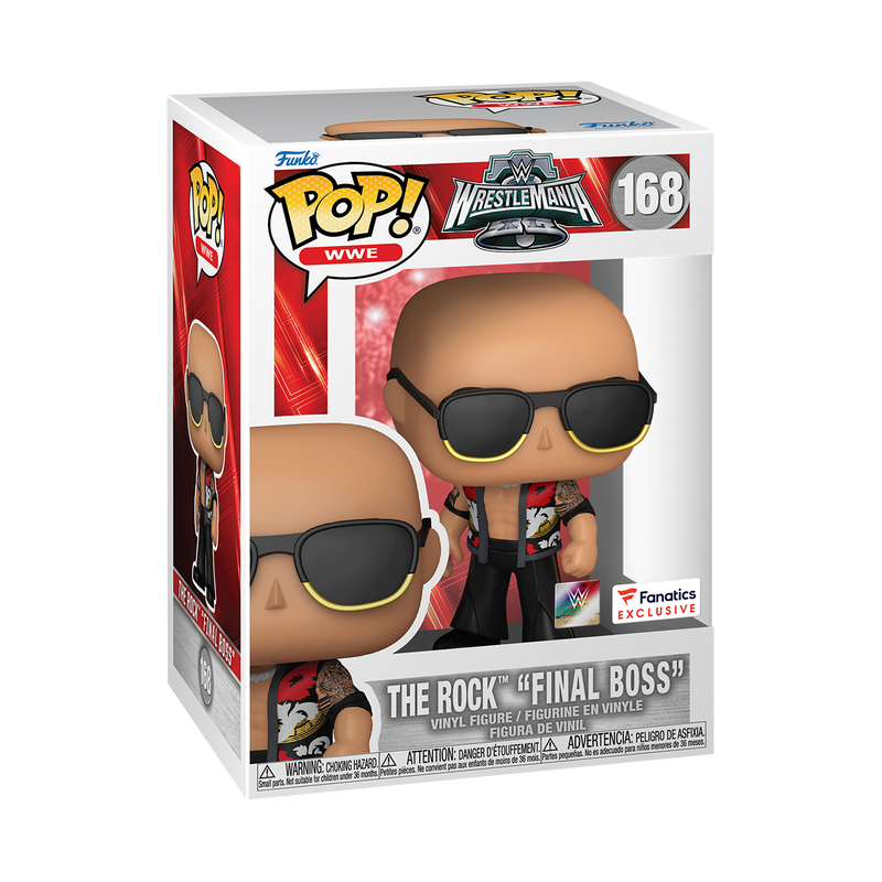 Funko Pop! WWE Wrestlemania - The Rock “Final Boss” 168 Fanatics Exclusive + Pop Protector