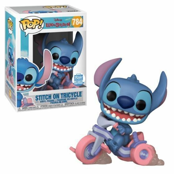 Funko Pop! Disney Lilo & Stitch : Stitch on Tricycle 784 Funko Shop Exclusive (VAULTED) + Pop Protector