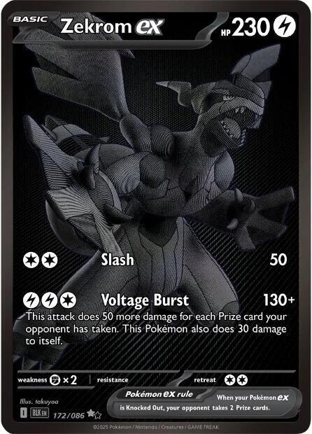 Pokemon TCG! Zekrom ex - 172/086 - SV: Black Bolt (BLK)