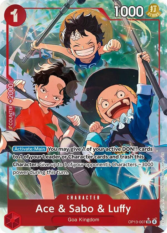 One Piece TCG! Ace & Sabo & Luffy (Alternate Art) - Carrying On His Will (OP13)