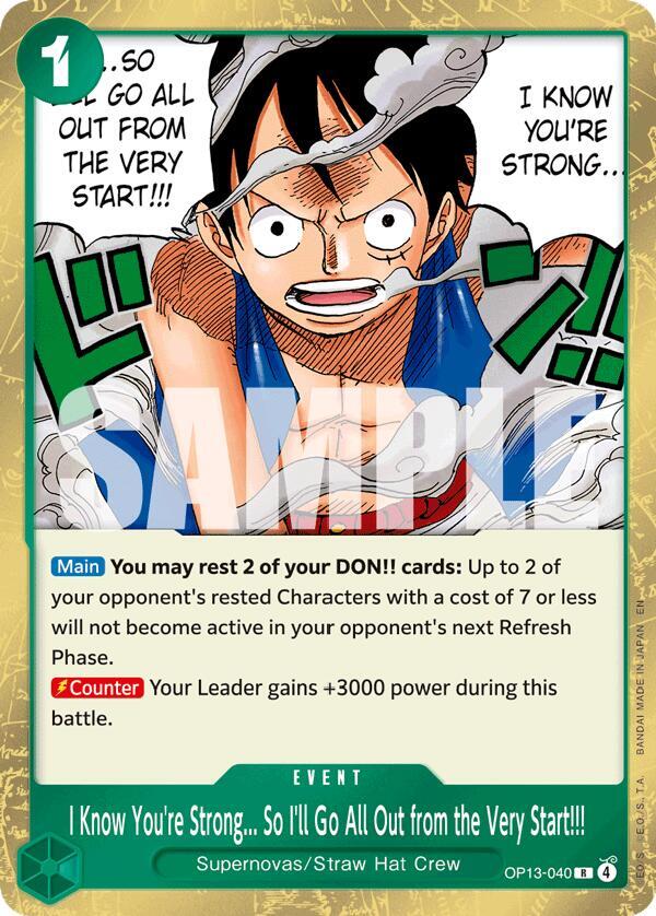 One Piece TCG! I Know You're Strong... So I'll Go All Out from the Very Start!!! - Carrying On His Will (OP13)