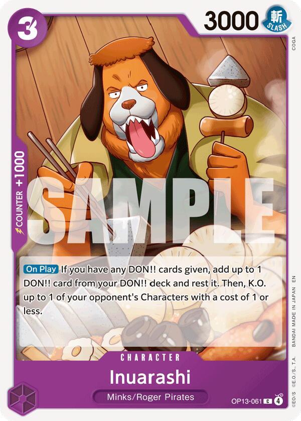 One Piece TCG! Inuarashi - Carrying On His Will (OP13)