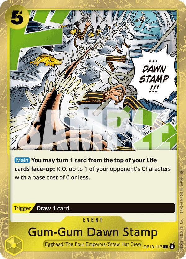One Piece TCG! Gum-Gum Dawn Stamp - Carrying On His Will (OP13)