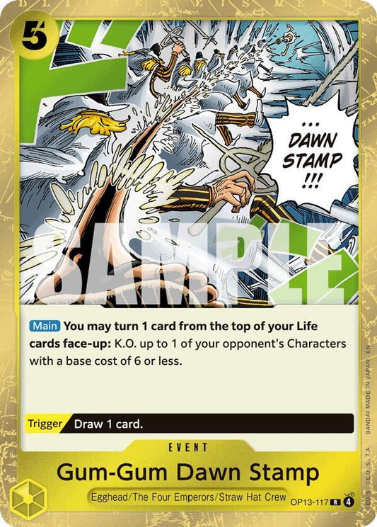 One Piece TCG! Gum-Gum Dawn Stamp - Carrying On His Will (OP13)