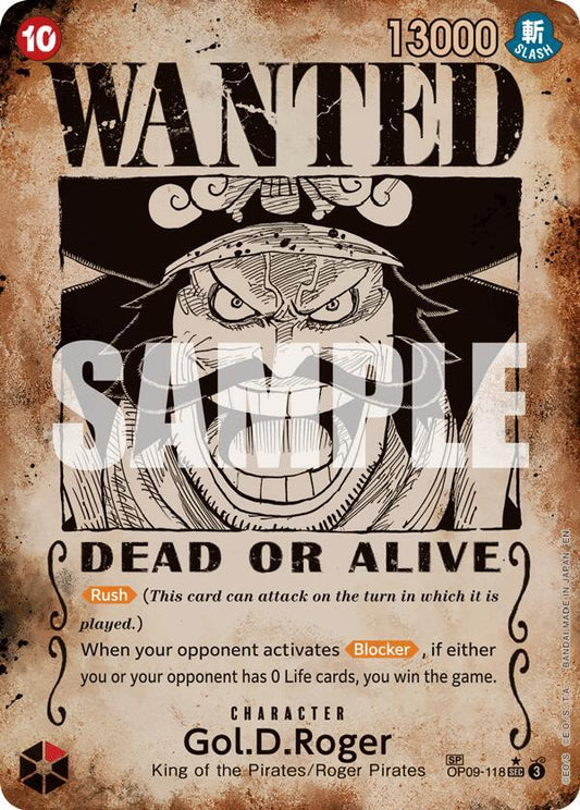 One Piece TCG! Gol.D.Roger - OP09-118 (SP) (Wanted Poster) - Carrying On His Will (OP13)