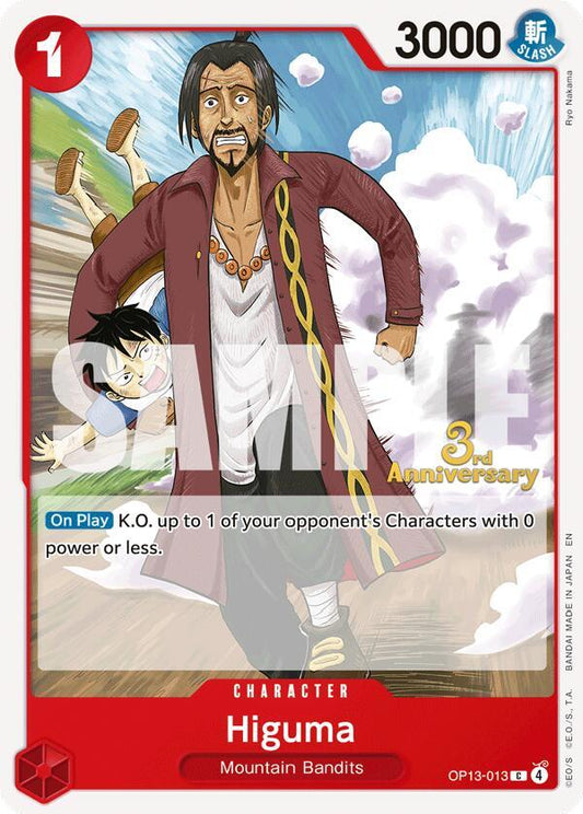 One Piece TCG! Higuma - Carrying On His Will: 3rd Anniversary Tournament Cards (OP13 ANN)