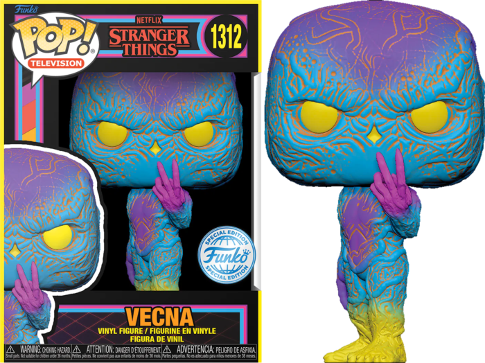 Funko Pop! Netflix Stranger Things Vecna (Black Light) 1312 Funko Special Edition + Free Protector