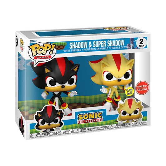 Funko Pop! Sonic The Hedgehog : Shadow & Super Shadow Glows in the Dark GameStop Exclusive 2 Pack Figure Set