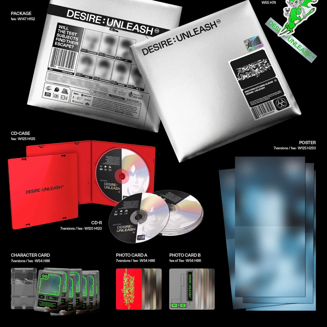 K-POP ENHYPEN - 6TH MINI ALBUM [DESIRE : UNLEASH] (ENGENE VER.) (7 VERSIONS) RANDOM