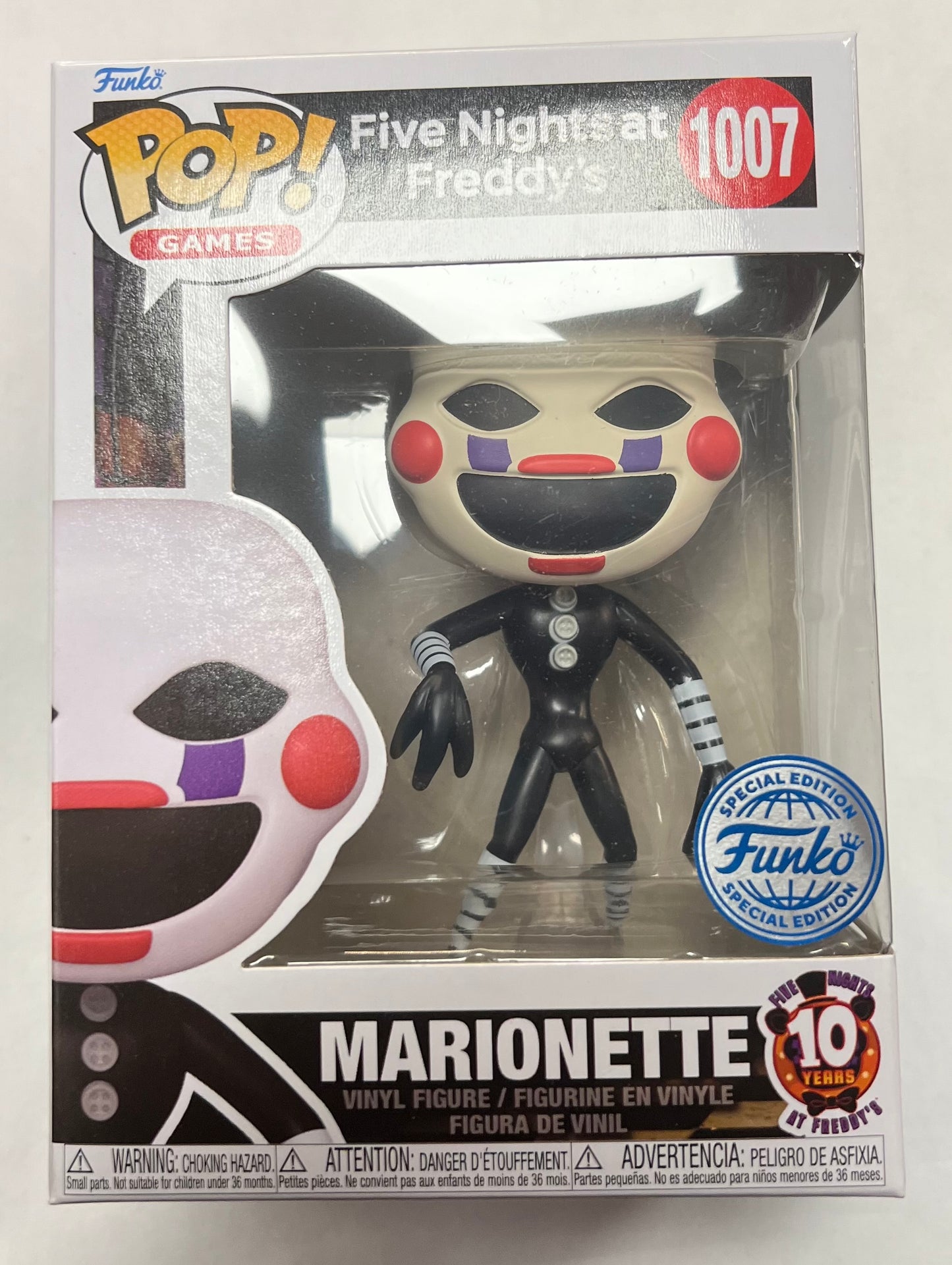 Funko Pop! 10 Year Anniversary FNAF Five Nights at Freddy’s Marionette 1007 Funko Special Edition + Free Protector