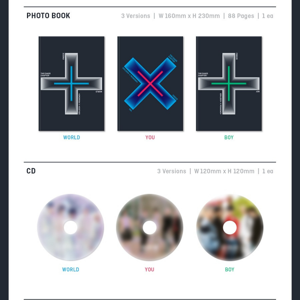 K-pop Tomorrow X Together (TXT) Chaos Chapter : Freeze Album - World Ver. (Blue +)