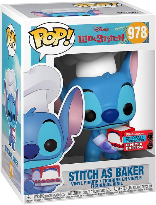 Funko Pop! Disney Lilo & Stitch - Stitch as Baker 978 2020 Fall Convention Exclusive (VAULTED) + Free Protector