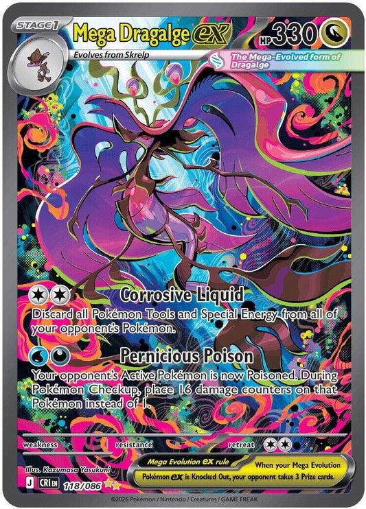 Pokemon TCG! Mega Dragalge ex - 118/086 - ME04: Chaos Rising (CRI)