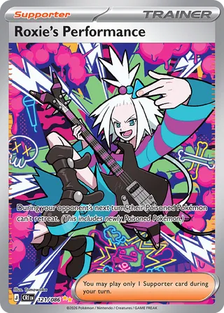 Pokemon TCG! Roxie's Performance Chaos Rising #121/086 Special Illustration Rare Near Mint