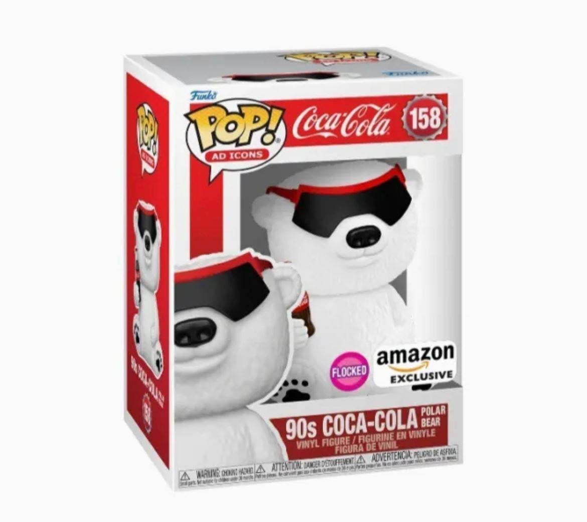 Funko Pop! Coca Cola : 90s Coca Cola Polar Bear 158 Flocked Amazon Exclusive + Pop Protector