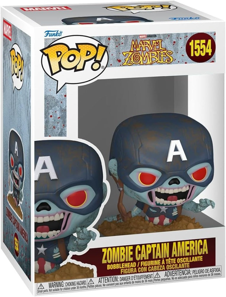 Funko Pop! Marvel Zombies - Zombie Captain America 1554 Figure + Pop Protector