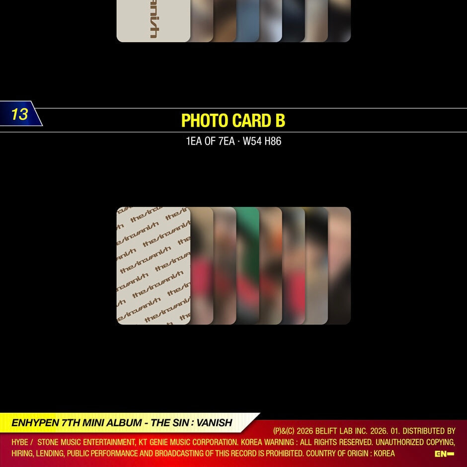 K-POP ENHYPEN - 7TH MINI ALBUM [THE SIN : VANISH] (3 VERSIONS)