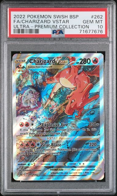 2022 POKEMON SWSH BLACK STAR PROMO #262 FA/CHARIZARD VSTAR ULTRA-PREMIUM COLLECTION PSA 10