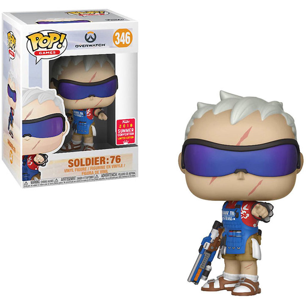 Funko Pop! Overwatch - Soldier : 76 (Grillmaster 76 Skin) Figure 346 Funko 2018 Summer Convention Exclusive (VAULTED) + Pop Protector