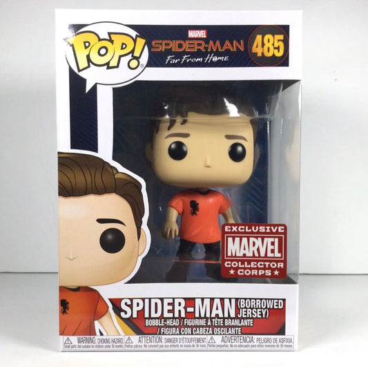 Funko Pop! Marvel Spider-Man Far From Home - Spider-Man (Borrowed Jersey) 485 Marvel Collector Corps Exclusive + Free Protector