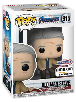 Funko Pop! Marvel Avengers Endgame - Old Man Steve 915 Year of the Shield Amazon Exclusive + Free Protector