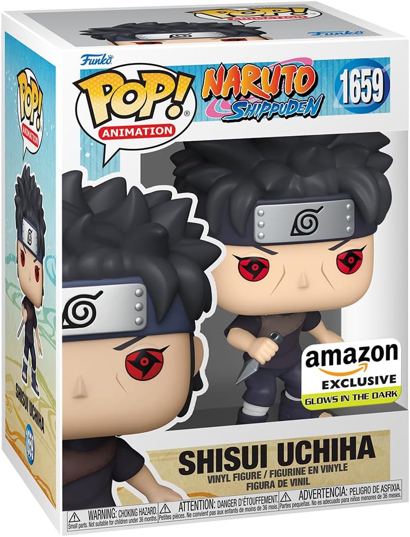 Preorder Funko Pop! Animation: Naruto: Shippuden - Shisui Uchiha with Kunai, Glow in The Dark, Amazon Exclusive + PoP Protector