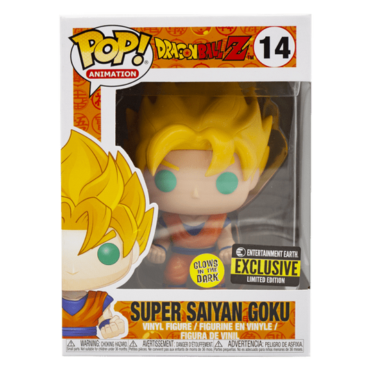 Funko Pop! Dragon Ball Z Super Saiyan Goku 14 GITD Entertainment Earth Exclusive + Free Protector