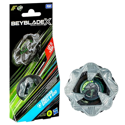 Beyblade X Obsidian Shell 4-60D Booster Pack Set with Defense Type Top; Authentic Takara Tomy Battle Tops Games