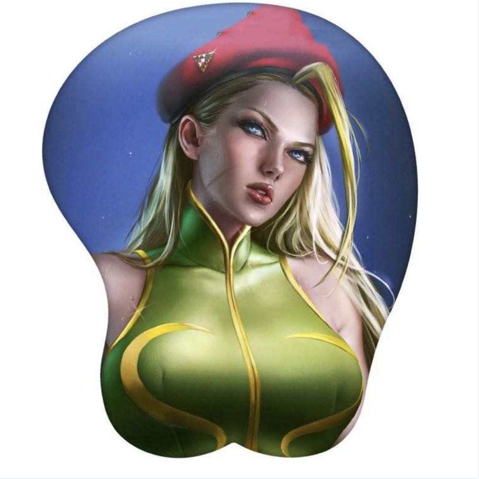 Cammy Street Fighter Anime Mouse Pads with Wrist Rest Support Soft Silicone Ergonomic 3D Mouse Pad Gaming Mousepad