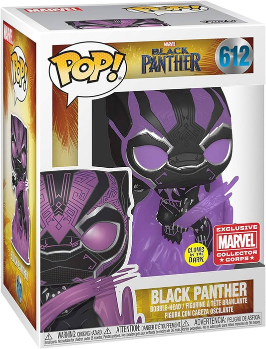 Funko Pop! Marvel Black Panther 612 Glows in the Dark Marvel Collector Corps + Free Protector