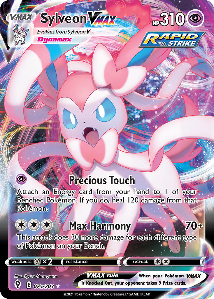 Pokemon TCG! Sylveon VMAX 2021 Evolving Skies #075/203 Ultra Rare