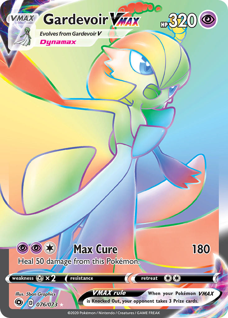 Pokemon TCG! Gardevoir VMAX 2020 Champion's Path #076/073 Rainbow Rare Near Mint