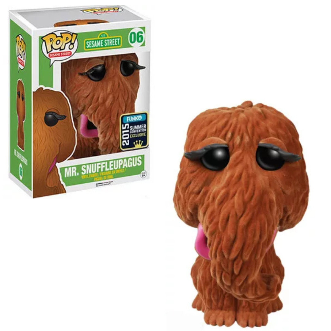 Funko Pop! 123 Sesame Street - Snuffleupagus 06 Flocked 2015 Summer Convention Exclusive 6-Inch Figure + Pop Protector (slight box ware)